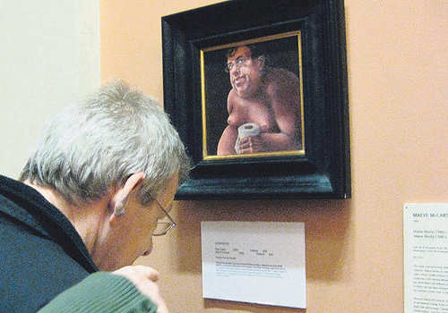 Painting of Brian Cowen on Toilet (From The Irish Times)