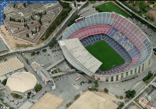 Bird's Eye view of Camp Nou in Bing Maps