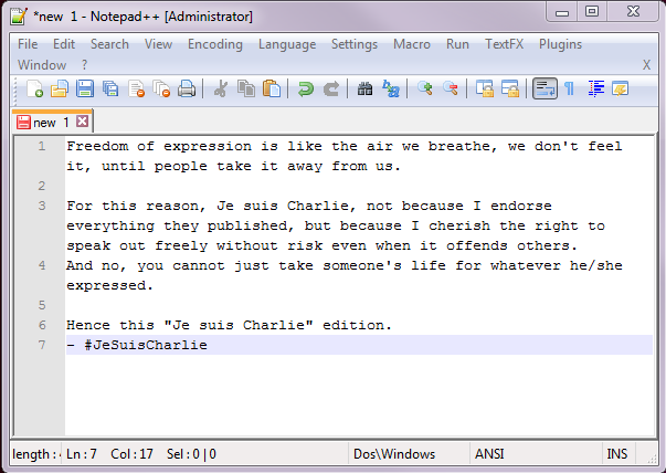 Notepad++ Message